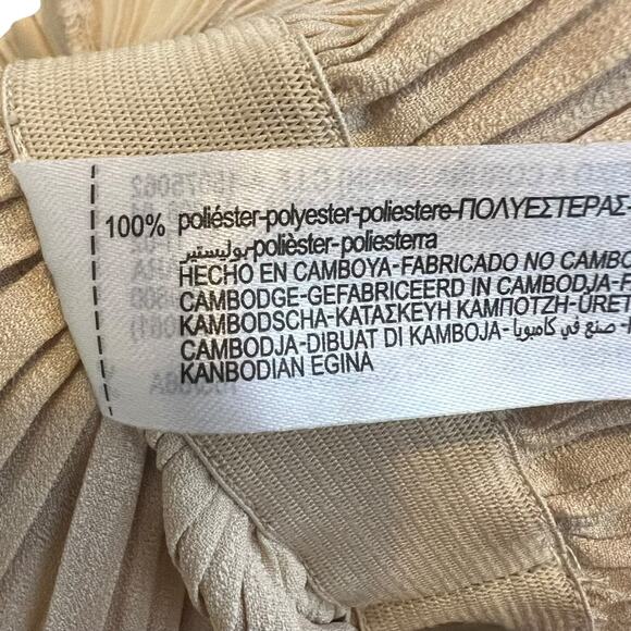 Zara Pleated Wide Leg Pants Womens S Cream High Rise Elastic Waist Minimalist - Picture 6 of 7